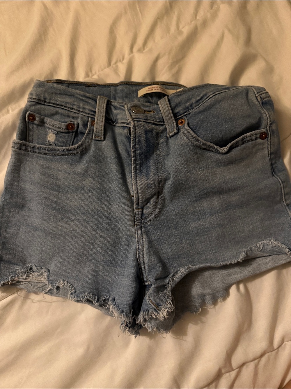 Signature by Levi Strauss Light Wash Frayed Denim Shorts